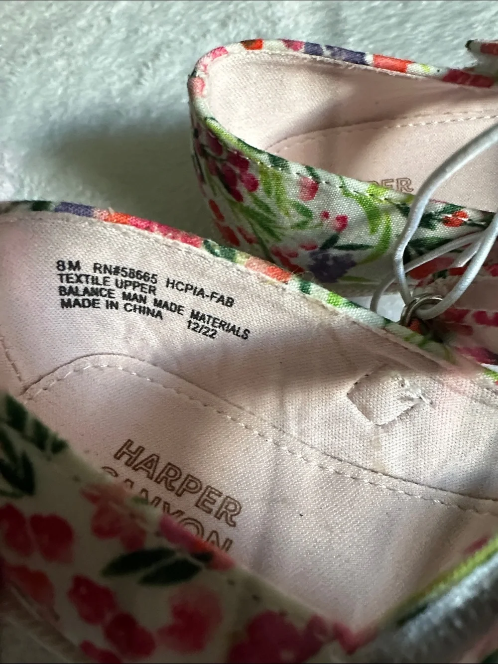 Harper Canyon Girls Floral Mary Jane Shoes - White with Pink, Red & Green